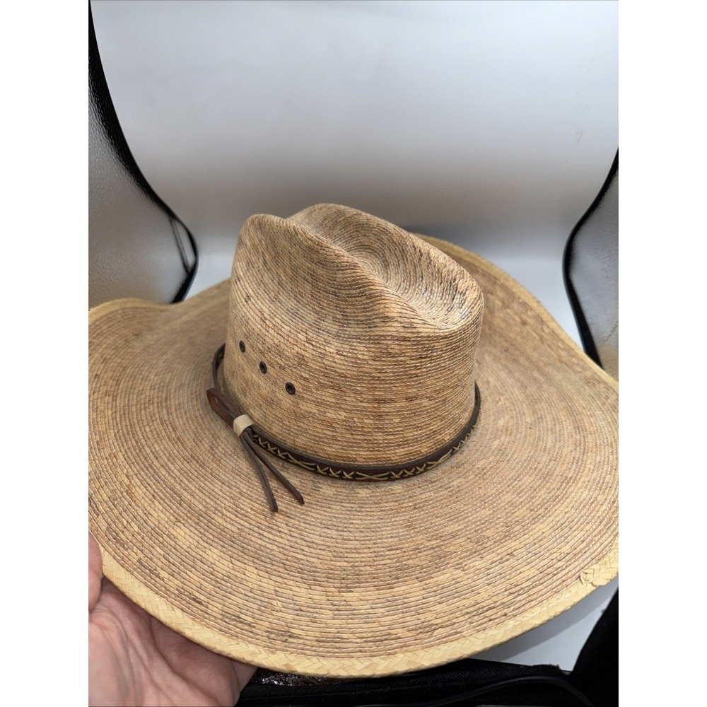 TEXAS HAT COMPANY 6 3/4 MENS Cowboy Hat GENUINE PALM LEAF 5x NICE! EUC!